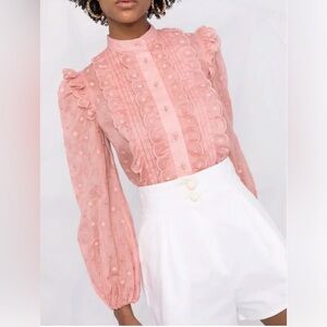 Zimmermann Mae Ruffled Ramie Shirt co NWT AUS 0=US 4